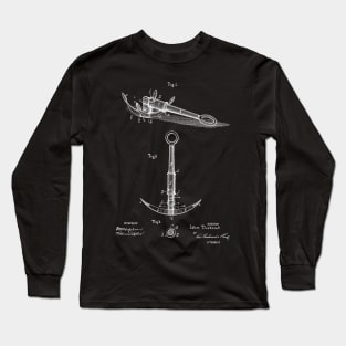 Anchor Vintage Patent Hand Drawing Long Sleeve T-Shirt